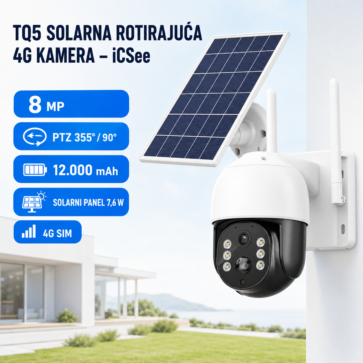 TQ 5 Solarna Rotirajuća 4G Kamera – ICSee