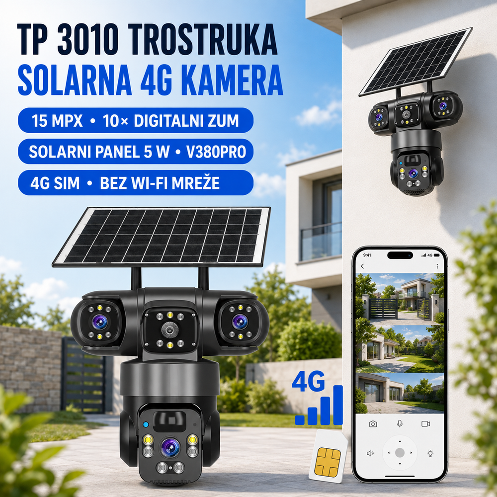 Solarna Trostruka 4G Kamera TP 3010