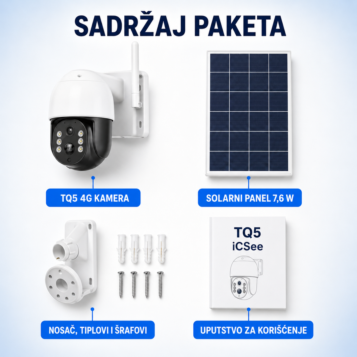 TQ 5 Solarna Rotirajuća 4G Kamera – ICSee