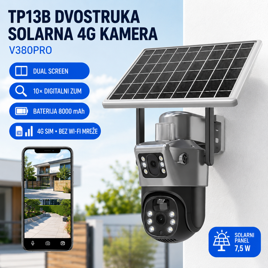 Solarna Dvostruka 4G Kamera TP13B – V380PRO