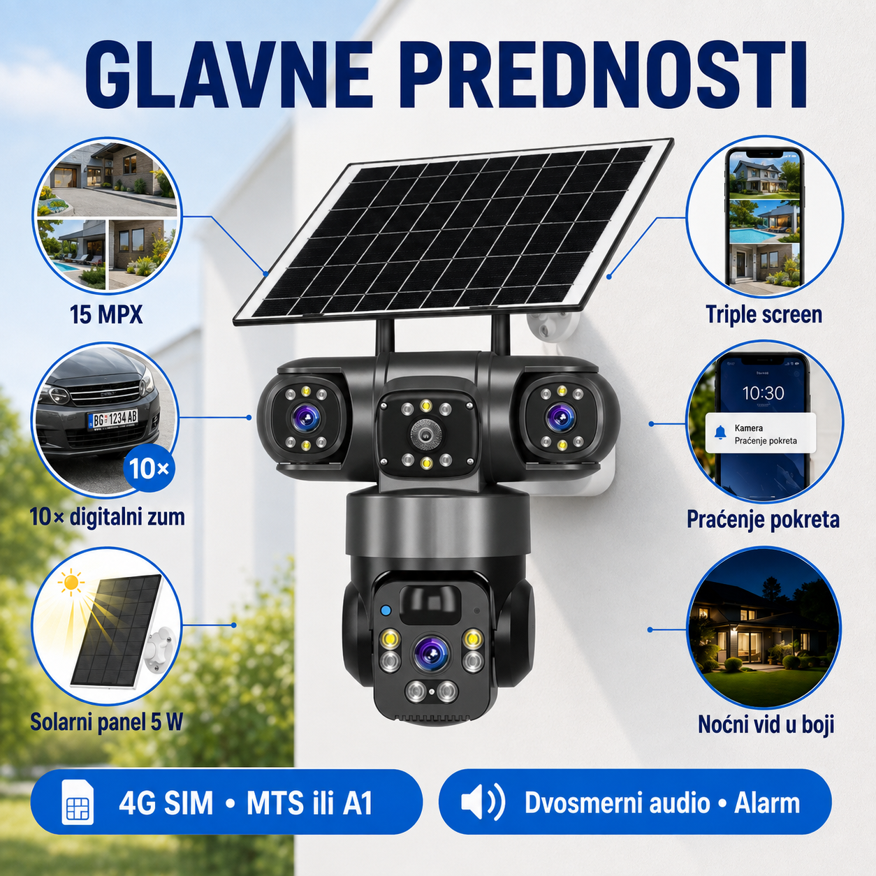 Solarna Trostruka 4G Kamera TP 3010