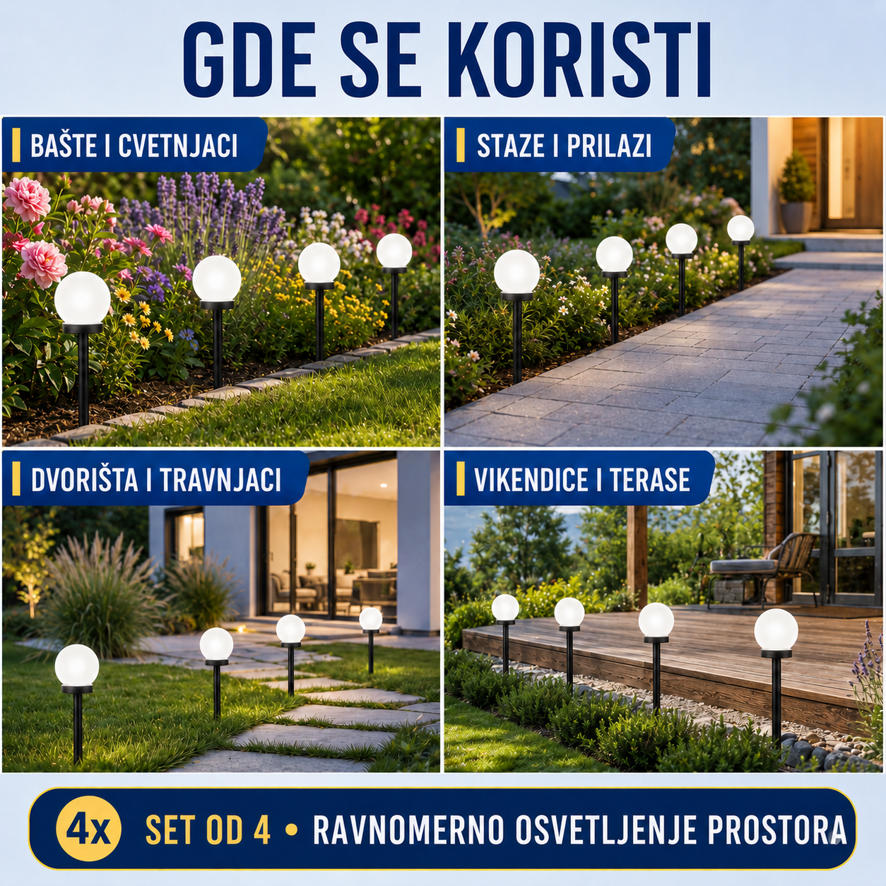 4 Solarne Lampe za Dvorište i Baštu
