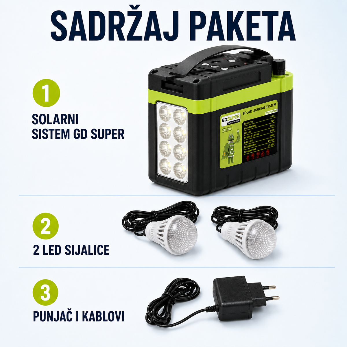 Solarni Prenosivi Sistem GD SUPER (12V 8Ah)
