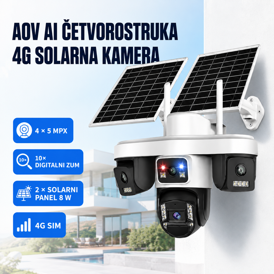 AOV AI Četvorostruka 4G Solarna Kamera