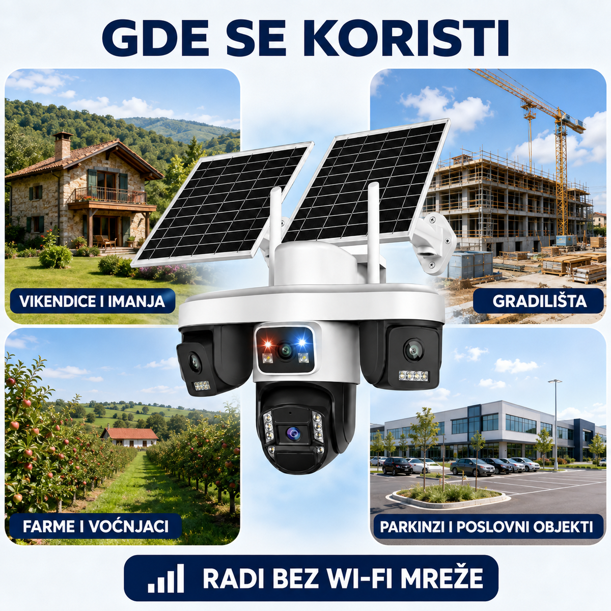 AOV AI Četvorostruka 4G Solarna Kamera