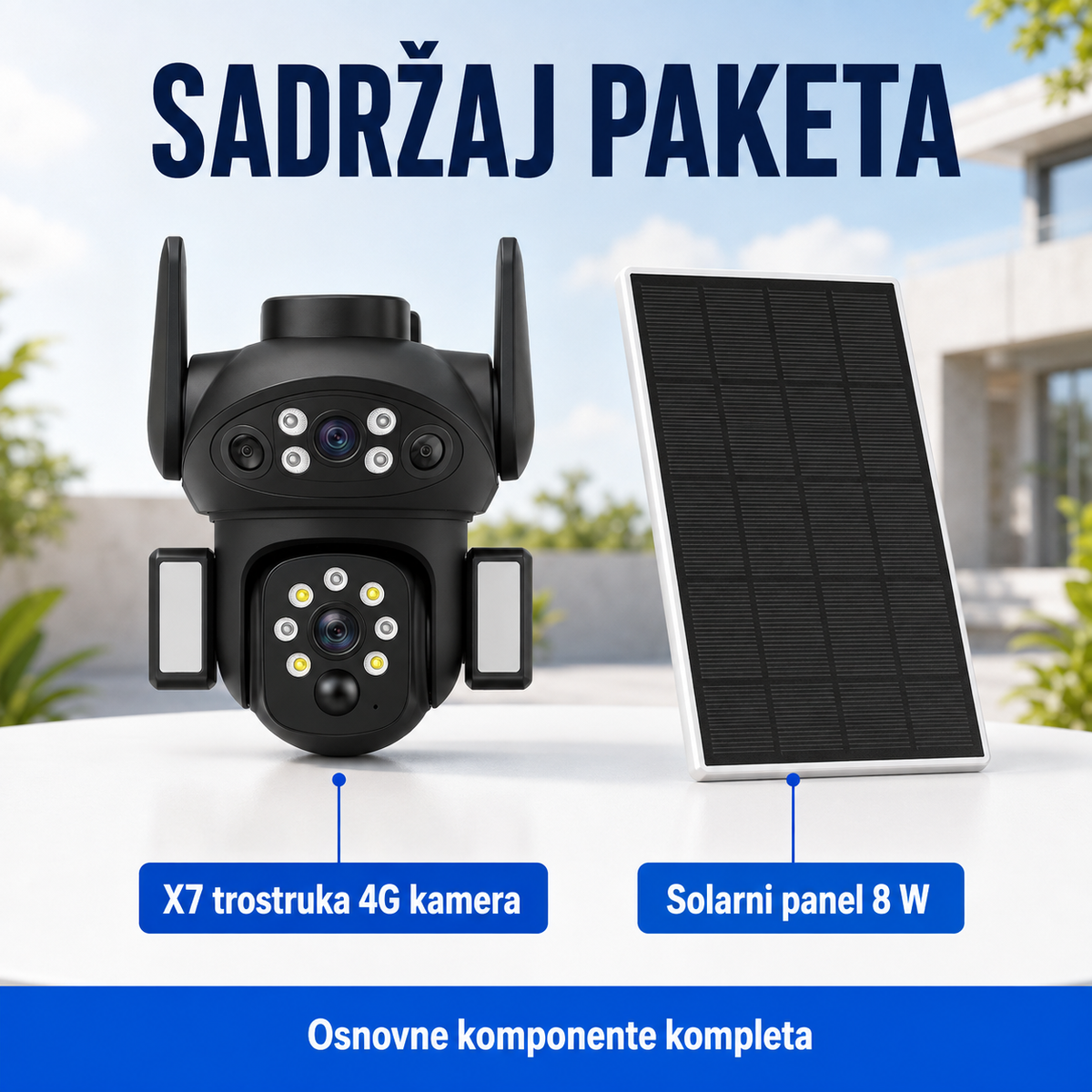 X7 Trostruka Solarna 4G Kamera