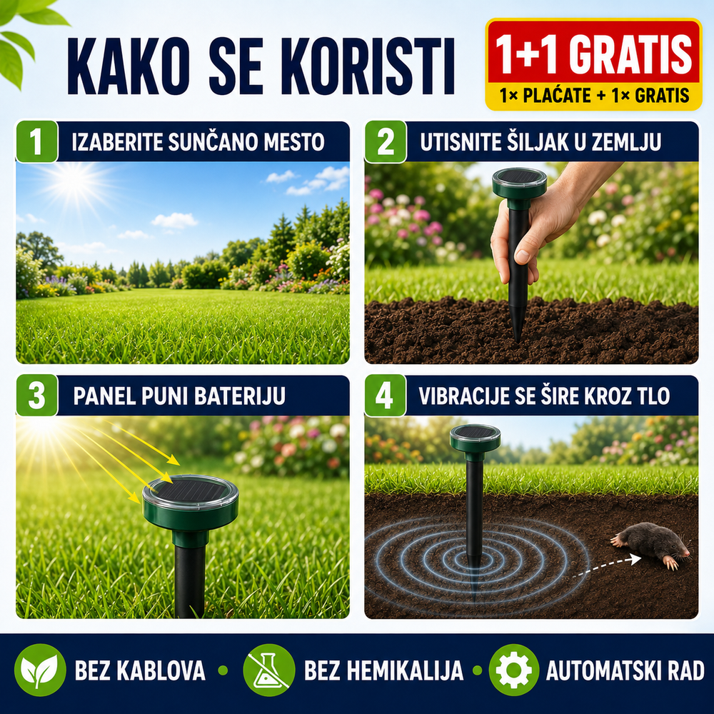 Solarni Rasterivac Krtica (1+1 Gratis)