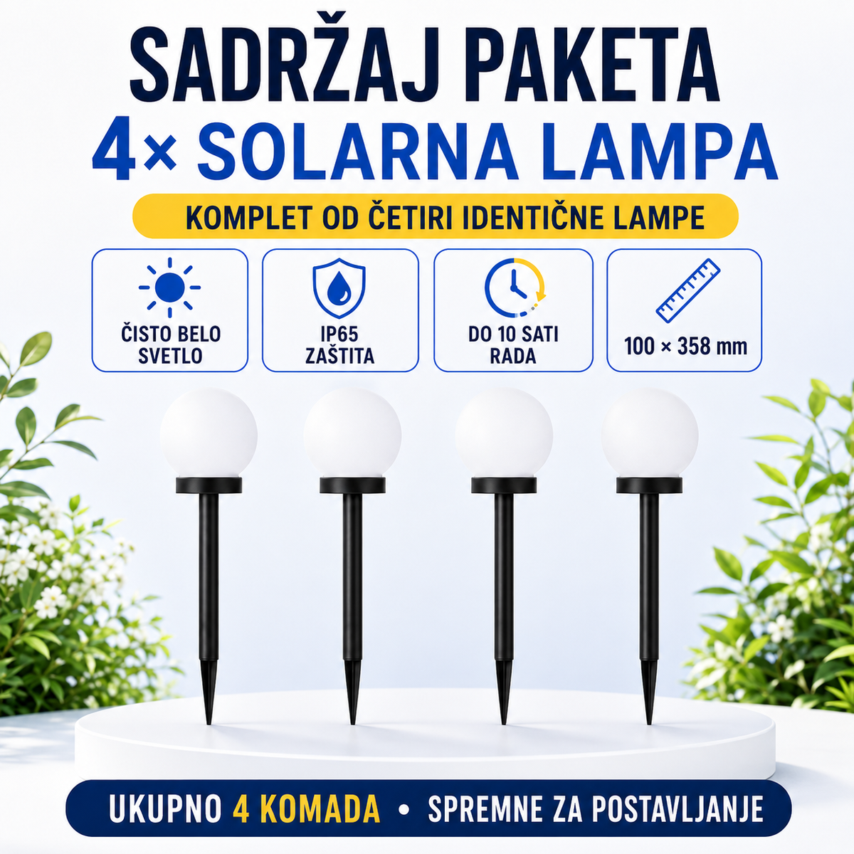 4 Solarne Lampe za Dvorište i Baštu