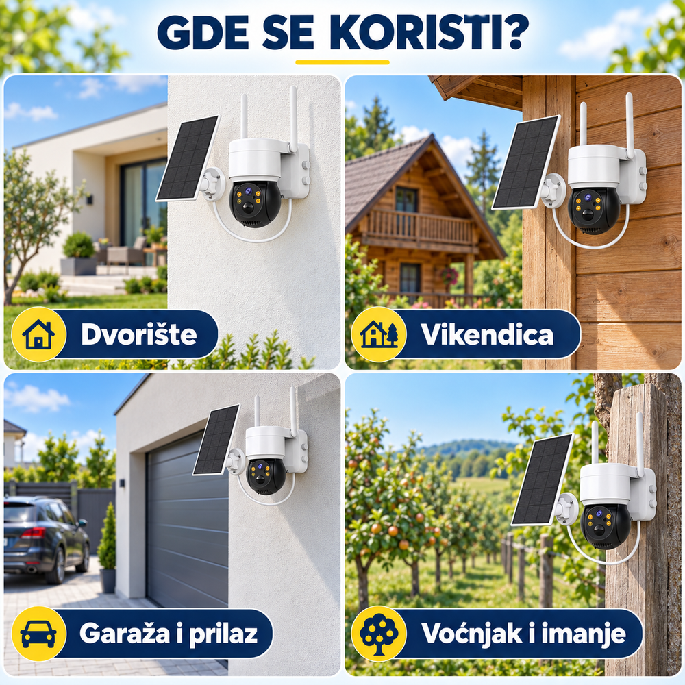 Solarna Rotirajuća Wi – Fi Kamera Q6