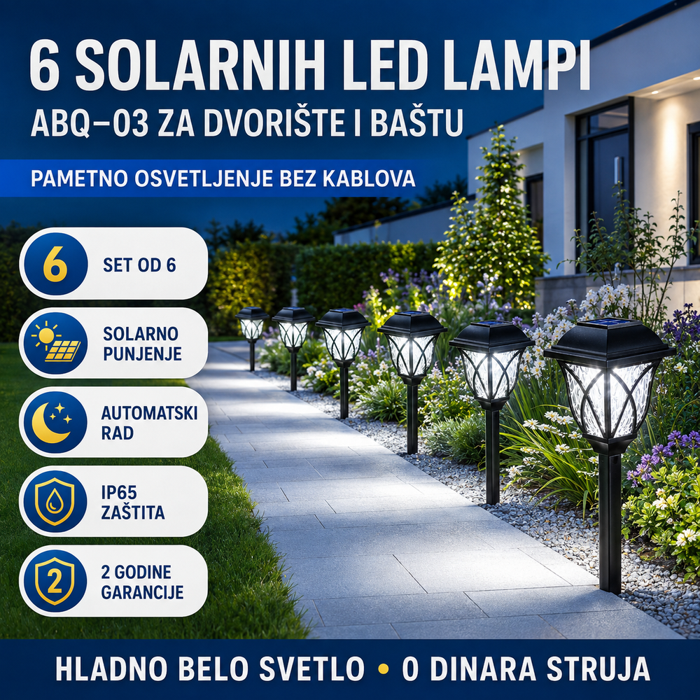 Solarne LED Lampe ABQ – 03 – Set od 6 Lampi!
