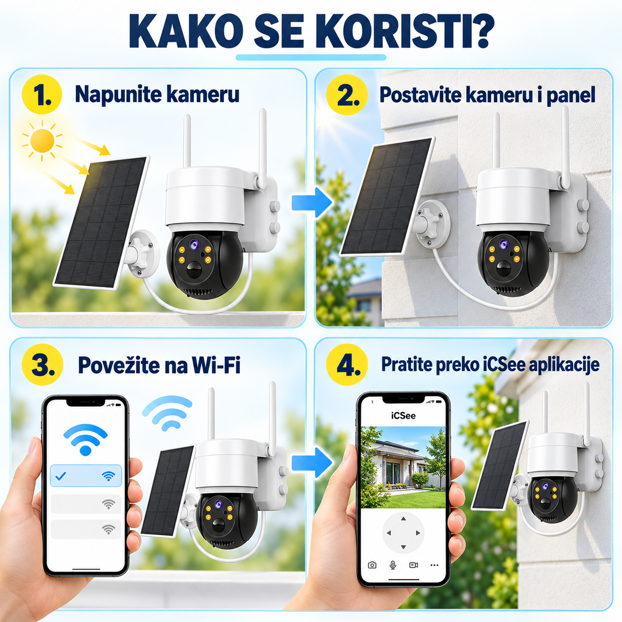 Solarna Rotirajuća Wi – Fi Kamera Q6